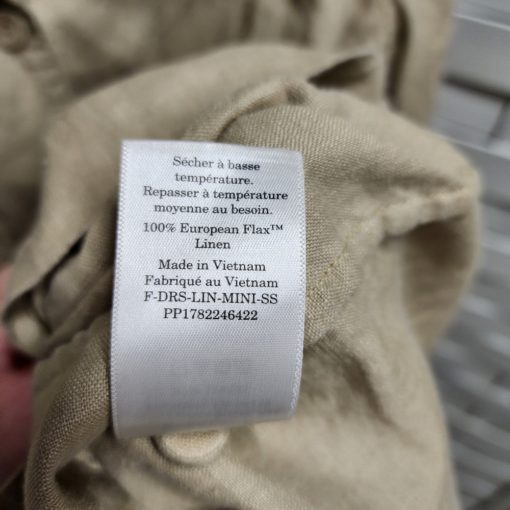 Everlane Linen Button Down Collared Neutral Dress - Picture 6 of 8